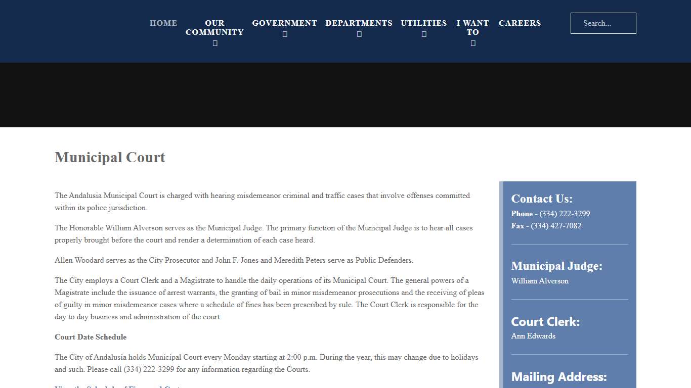 Municipal Court Departments