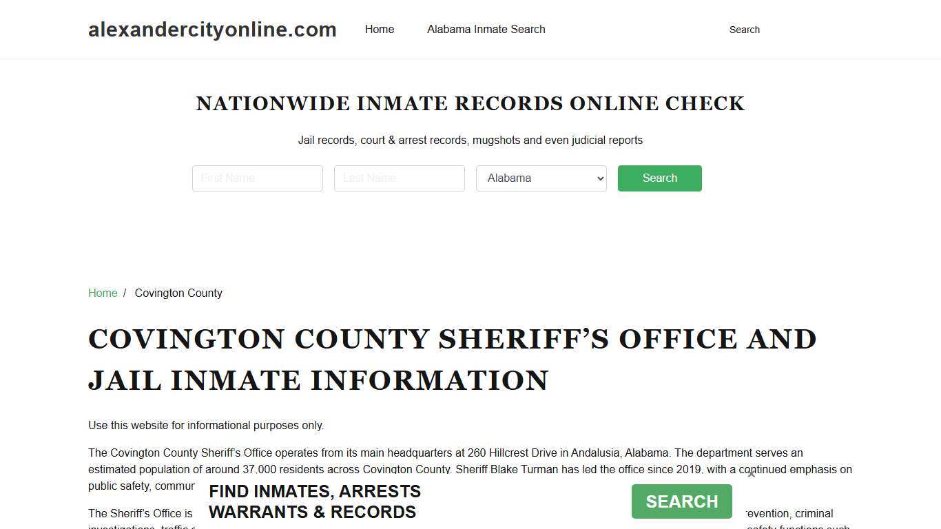 Covington County Sheriff, AL, Jail Inmate Search, Recent Arrests